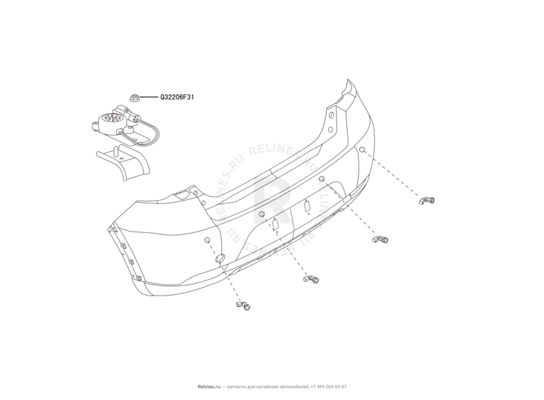 Запчасти Great Wall Hover M4 Поколение I (2012) 1.5л, МКПП — Камера заднего вида и датчики парковки (парктроники) — схема