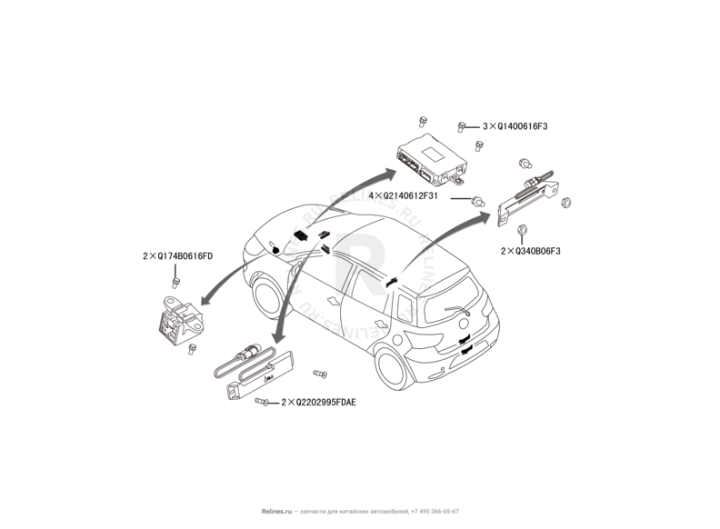 Запчасти Great Wall Hover M4 Поколение I (2012) 1.5л, МКПП — Система бесключевого доступа и антенна — схема