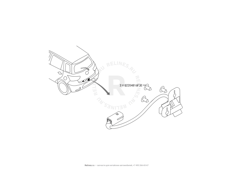 Запчасти Great Wall Hover M4 Поколение I (2012) 1.5л, МКПП — Камера заднего вида — схема