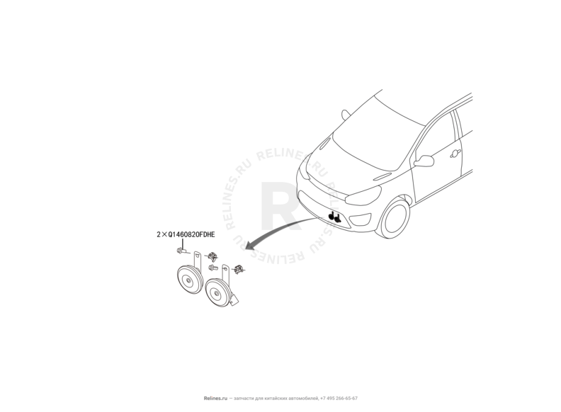 Сигналы звуковые (низкий, высокий тоны) Great Wall Hover M4 — схема