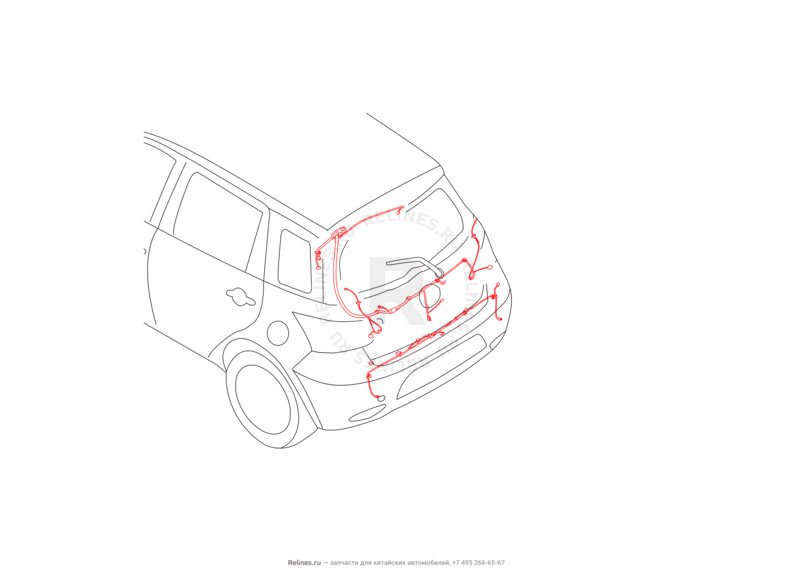 Запчасти Great Wall Hover M4 Поколение I (2012) 1.5л, МКПП — Проводка задней части кузова — схема