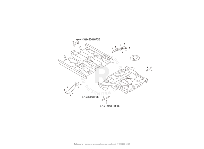 Усилители порогов и панель пола (3) Great Wall Hover M4 — схема