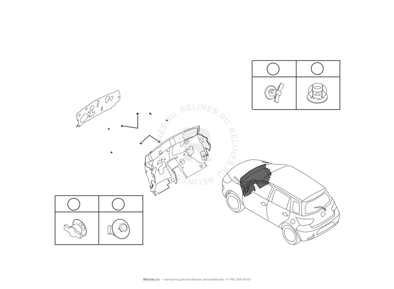 Запчасти Great Wall Hover M4 Поколение I (2012) 1.5л, МКПП — Теплоизоляция моторного отсека — схема
