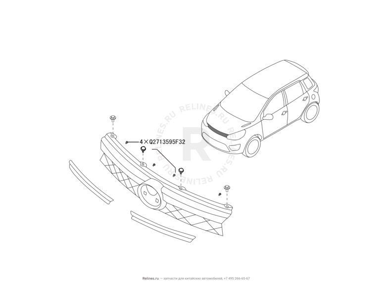 Запчасти Great Wall Hover M4 Поколение I (2012) 1.5л, МКПП — Решетка радиатора — схема