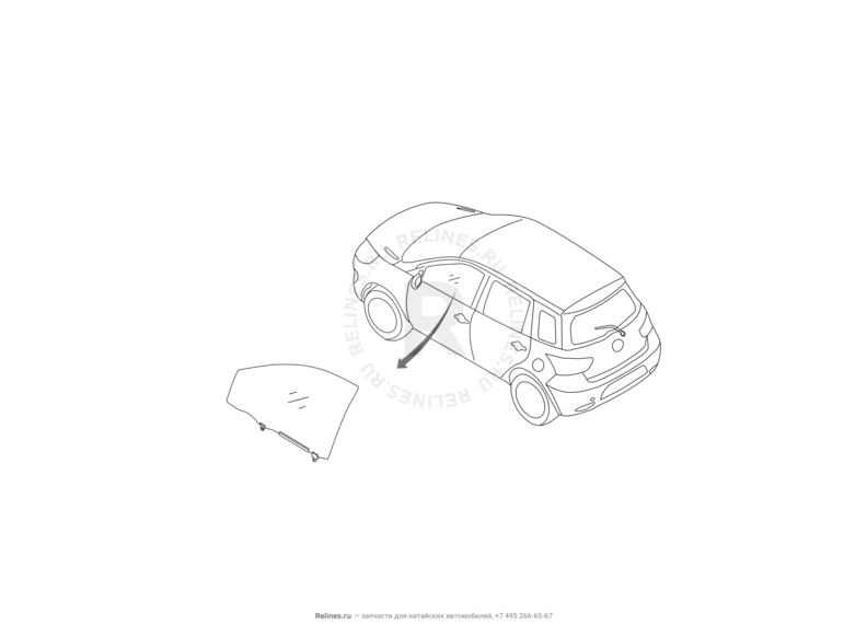 Стекла и стеклоподъемники передних дверей Great Wall Hover M4 — схема