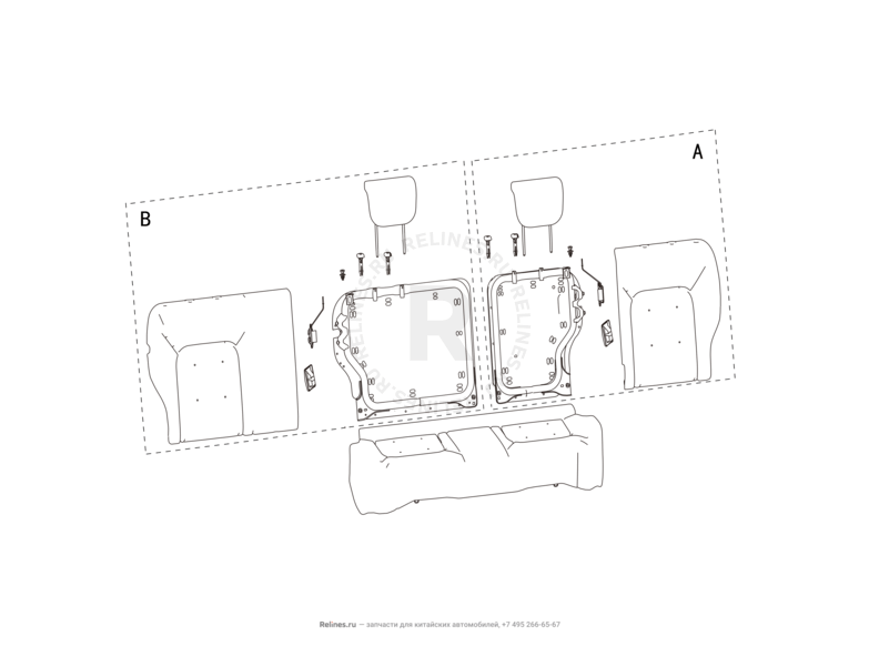 Запчасти Great Wall Hover M4 Поколение I (2012) 1.5л, МКПП — Заднее сиденье (1) — схема