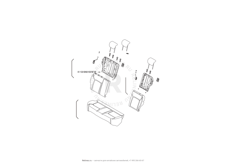 Запчасти Great Wall Hover M4 Поколение I (2012) 1.5л, МКПП — Заднее сиденье (2) — схема