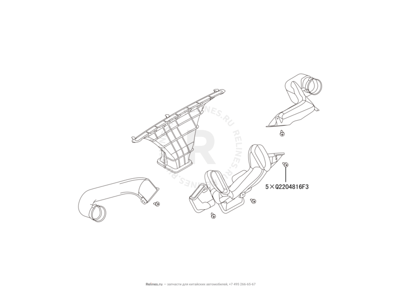 Запчасти Great Wall Hover M4 Поколение I (2012) 1.5л, МКПП — Воздуховоды — схема