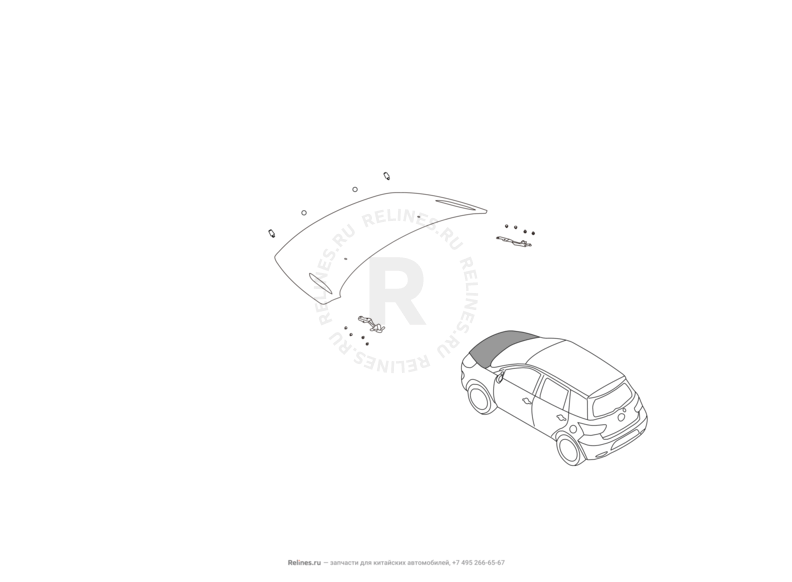 Запчасти Great Wall Hover M4 Поколение I (2012) 1.5л, МКПП — Капот и его аксессуары — схема