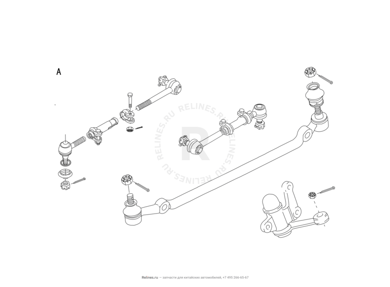 Рулевая трапеция и маятниковый рычаг Great Wall Socool — схема