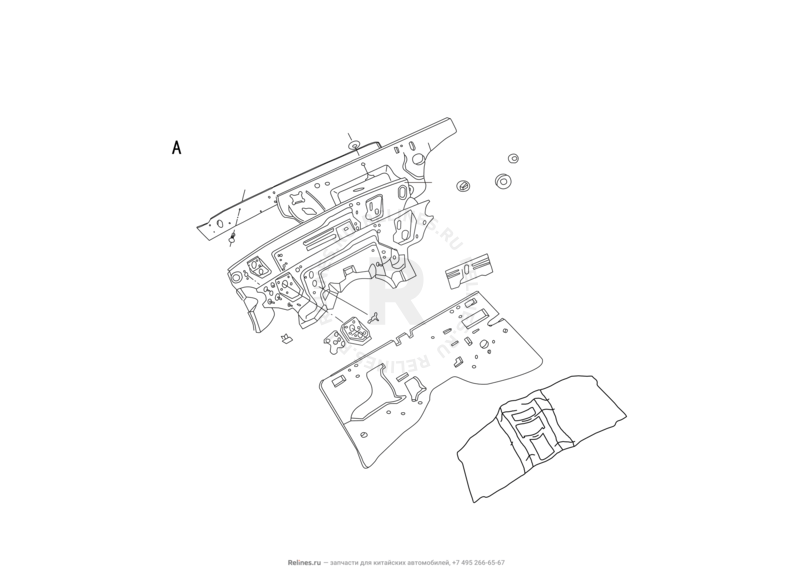 Перегородка (панель) моторного отсека и панель стеклоочистителя (2) Great Wall Sailor — схема