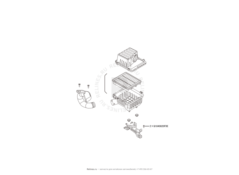 Запчасти Haval H2 Поколение I (2014) 4x4, МКПП (CC7150FM22) — Воздушный фильтр и корпус — схема