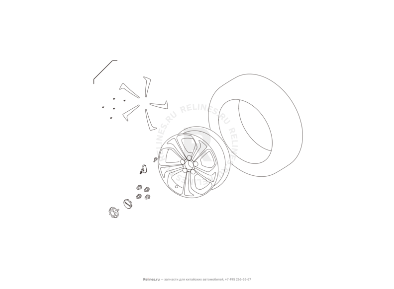 Запчасти Haval H2 Поколение I (2014) 4x2, АКПП (CC7150FM05) — Колеса (2) — схема