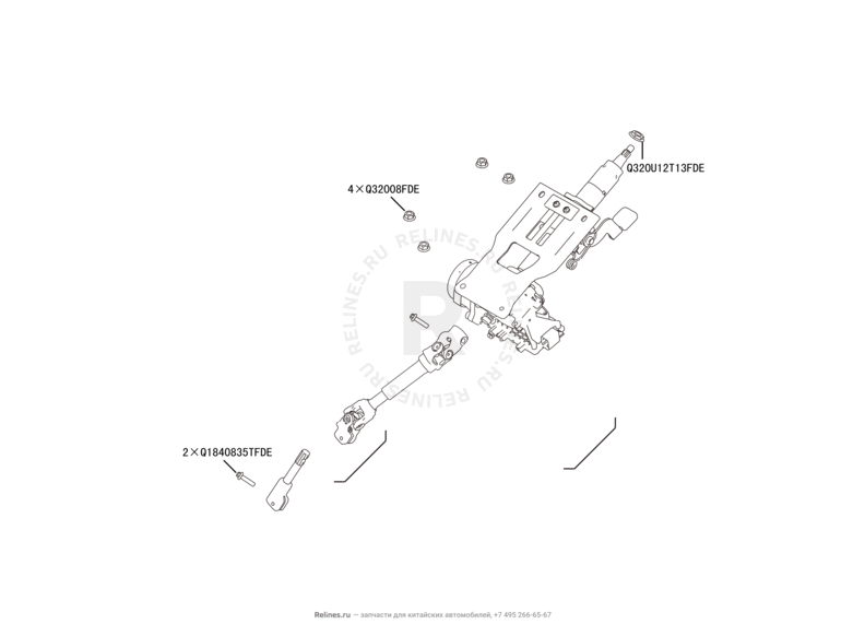Запчасти Haval H2 Поколение I (2014) 4x2, АКПП (CC7150FM07) — Рулевая колонка и вал карданный рулевой — схема