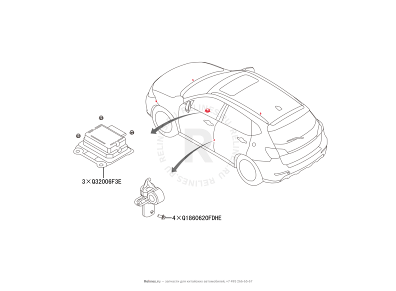 Запчасти Haval H2 Поколение I (2014) 4x2, АКПП (CC7150FM05) — Модуль управления подушками безопасности (Airbag) (2) — схема