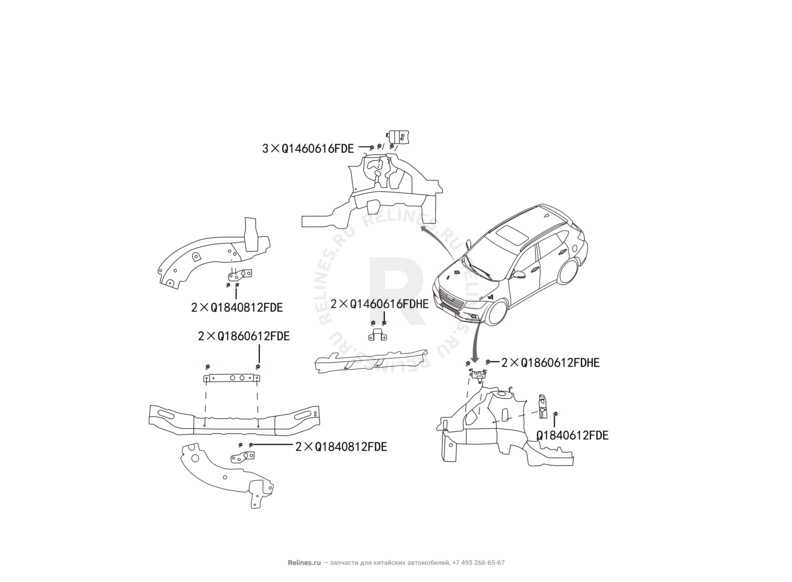 Запчасти Haval H2 Поколение I (2014) 4x2, АКПП (CC7150FM07) — Аксессуары моторного отсека — схема