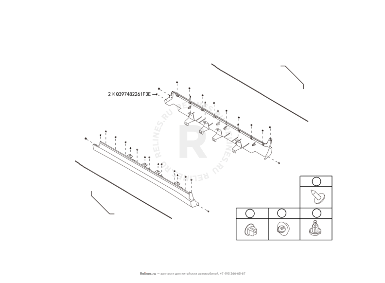 Запчасти Haval H2 Поколение I (2014) 4x2, АКПП (CC7150FM07) — Молдинги дверей (1) — схема