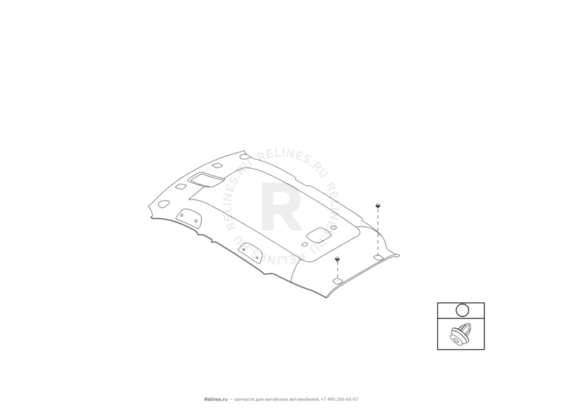 Запчасти Haval H2 Поколение I (2014) 4x4, МКПП (CC7150FM20) — Обшивка и комплектующие крыши (потолка) (3) — схема