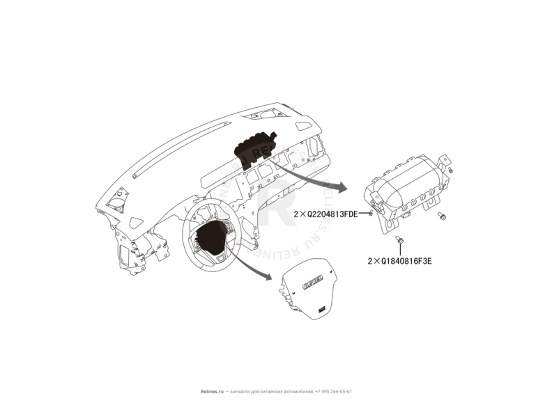 Запчасти Haval H2 Поколение I (2014) 4x2, МКПП (CC7150FM00) — Подушки безопасности (1) — схема