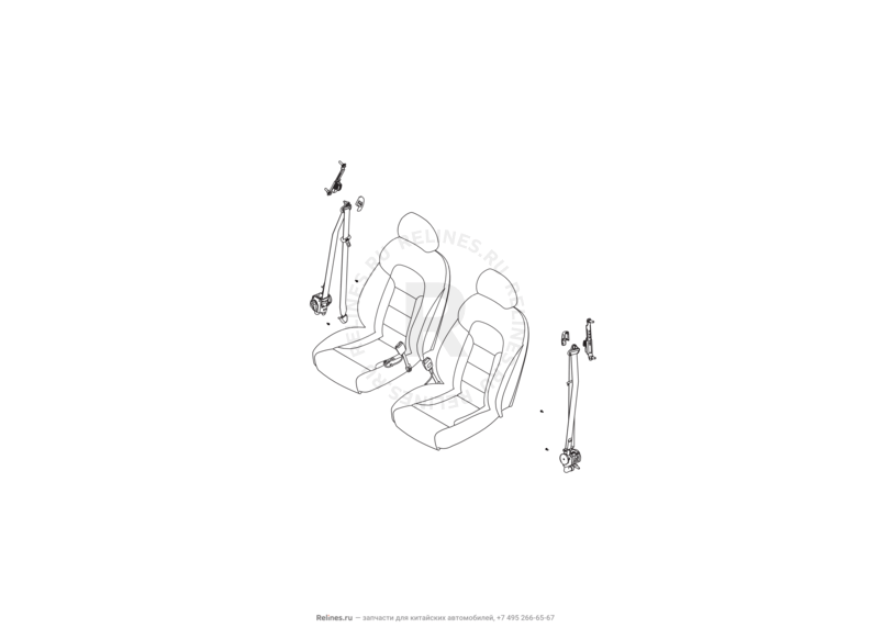 Запчасти Haval H2 Поколение I (2014) 4x2, АКПП (CC7150FM07) — Ремни безопасности и их крепежи для передних сидений (1) — схема