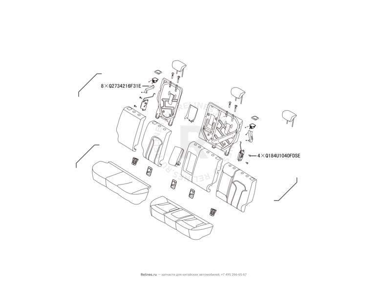 Запчасти Haval H2 Поколение I (2014) 4x2, МКПП (CC7150FM02) — Заднее сиденье (15) — схема