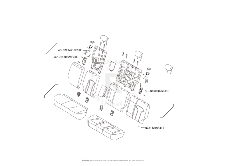 Запчасти Haval H2 Поколение I (2014) 4x2, АКПП (CC7150FM05) — Заднее сиденье (14) — схема