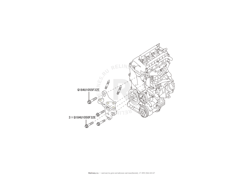 Запчасти Haval H2 Поколение I (2014) 4x2, АКПП (CC7150FM05) — Кронштейны подушек двигателя — схема