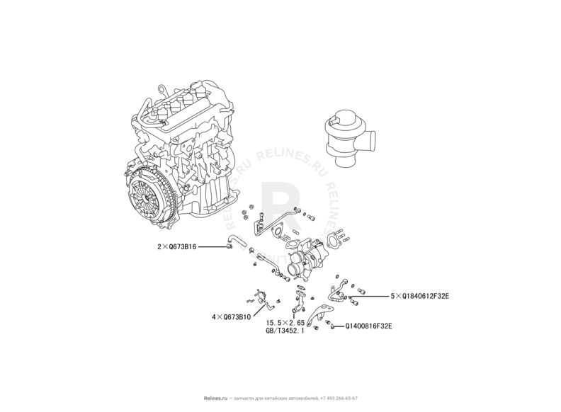 Запчасти Haval H2 Поколение I (2014) 4x2, АКПП (CC7150FM05) — Турбокомпрессор (турбина) (1) — схема