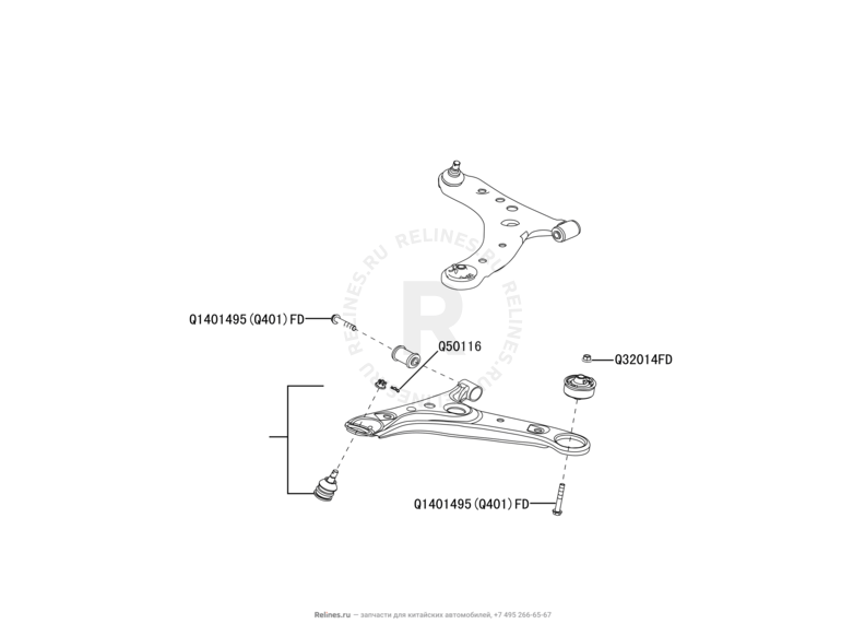Запчасти Great Wall Cowry Поколение I (2007) 2.0л, МКПП — Рычаги передней подвески — схема