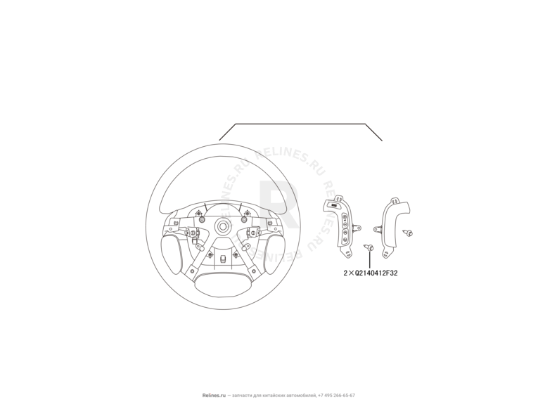 Запчасти Great Wall Cowry Поколение I (2007) 2.0л, МКПП — Рулевое колесо (руль) и подушки безопасности (2) — схема