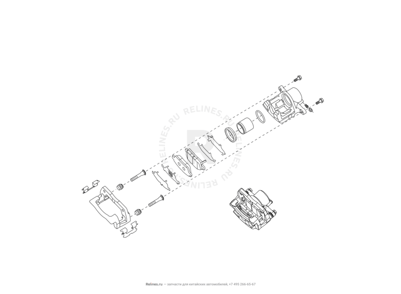 Запчасти Great Wall Cowry Поколение I (2007) 2.0л, МКПП — Суппорт тормозной передний — схема