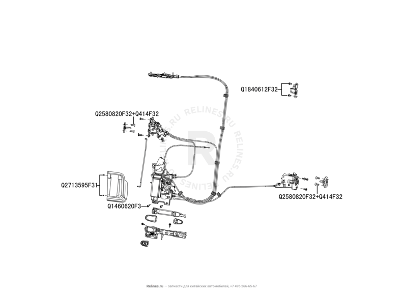 Запчасти Great Wall Cowry Поколение I (2007) 2.0л, МКПП — Ручки и замки двери задней левой — схема