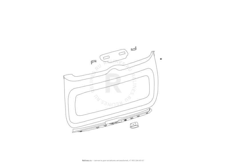 Запчасти Great Wall Cowry Поколение I (2007) 2.0л, МКПП — Обшивка и комплектующие 5-й двери (багажника) (1) — схема