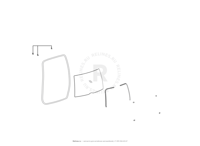 Запчасти Great Wall Cowry Поколение I (2007) 2.0л, МКПП — Стекло 5-й двери (багажника) — схема