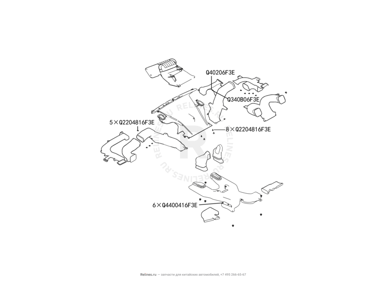 Запчасти Great Wall Cowry Поколение I (2007) 2.0л, МКПП — Воздуховоды (FRONT AIR CONDITIONER) — схема