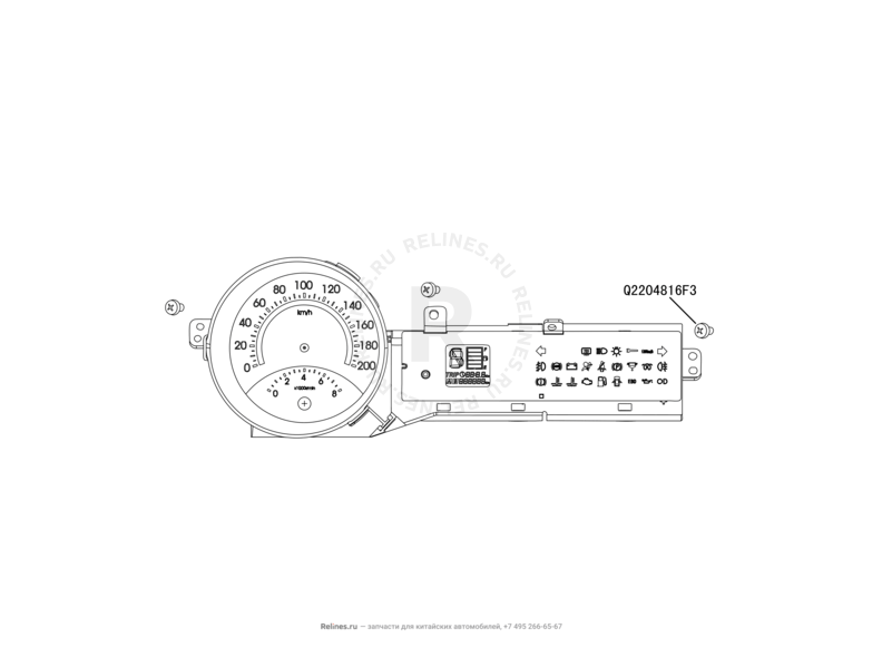 Запчасти Great Wall Hover M2 Поколение I (2010) 4x2, МКПП — Приборная панель, датчик скорости и температуры (1) — схема