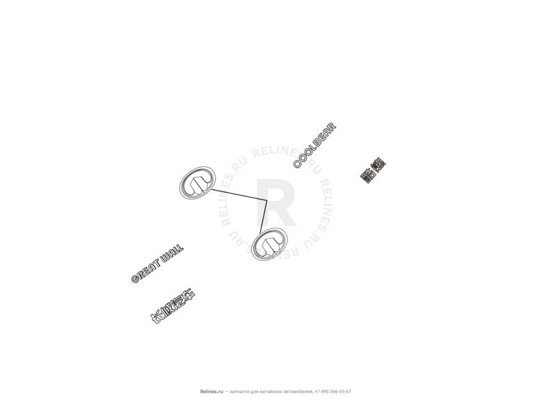 Запчасти Great Wall Hover M2 Поколение I (2010) 4x4, МКПП — Эмблемы, молдинги и надписи на крыло — схема