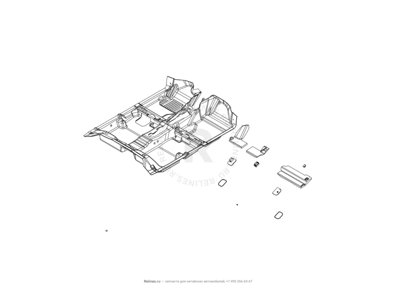 Запчасти Great Wall Hover M2 Поколение I (2010) 4x4, МКПП — Обшивка (ковер) пола — схема