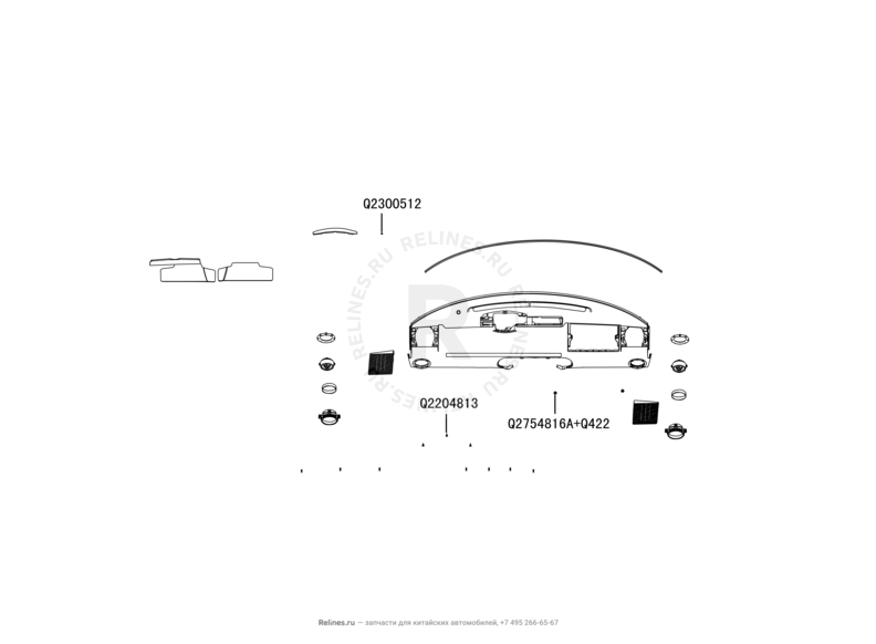 Передняя панель (торпедо) (3) Great Wall Hover M2 — схема