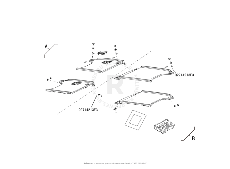 Запчасти Great Wall Hover M2 Поколение I (2010) 4x2, МКПП — Обшивка багажного отсека (багажника) и шторка багажника — схема