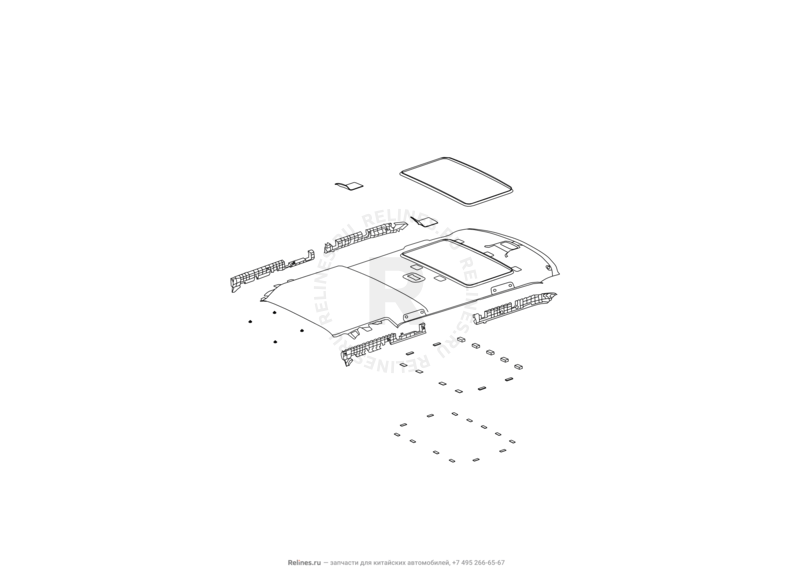 Запчасти Great Wall Hover M2 Поколение I (2010) 4x4, МКПП — Обшивка и комплектующие крыши (потолка) (2) — схема