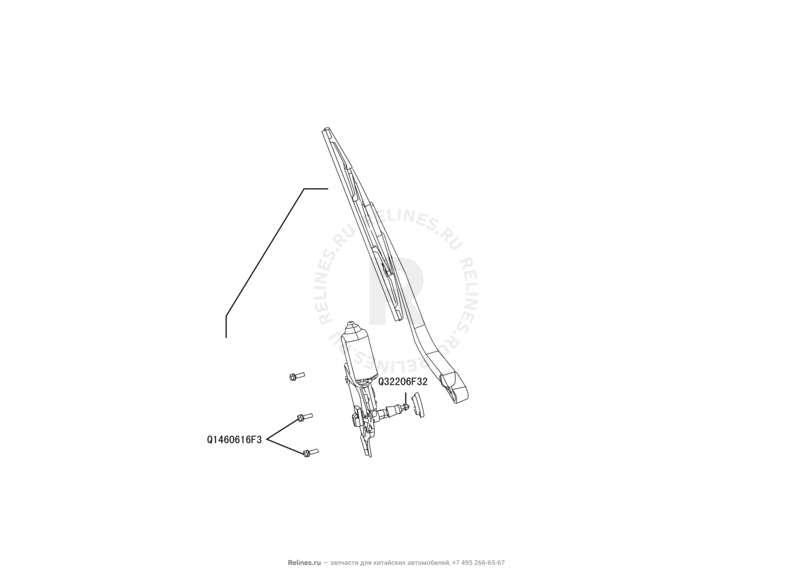 Запчасти Great Wall Hover M2 Поколение I (2010) 4x2, МКПП — Мотор и щетка стеклоочистителя (заднего) — схема