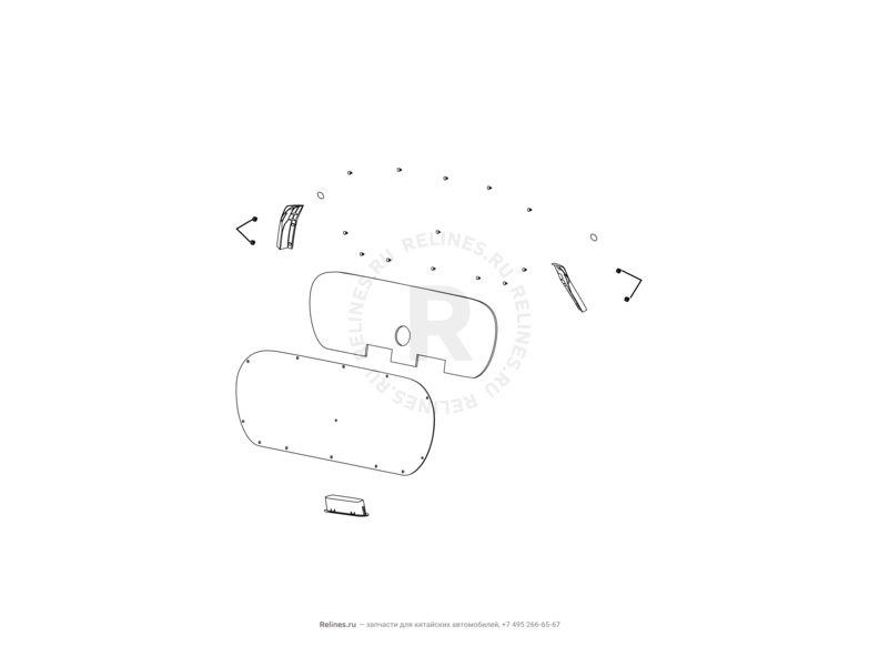 Запчасти Great Wall Hover M2 Поколение I (2010) 4x2, МКПП — Обшивка и комплектующие 5-й двери (багажника) (1) — схема