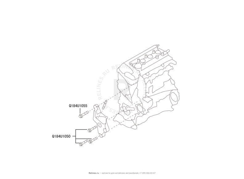 Кронштейны подушек двигателя Great Wall Hover M4 — схема
