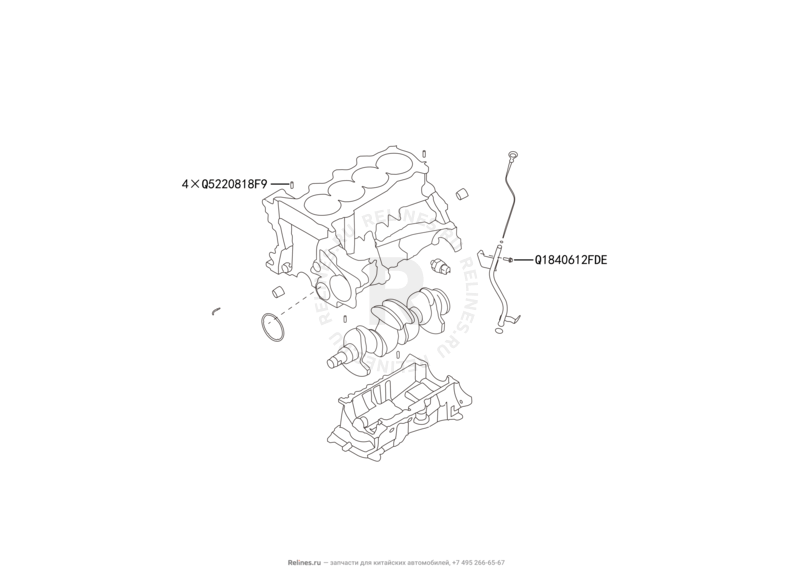 Запчасти Great Wall Hover M4 Поколение I (2012) 1.5л, МКПП — Блок цилиндров (1) — схема