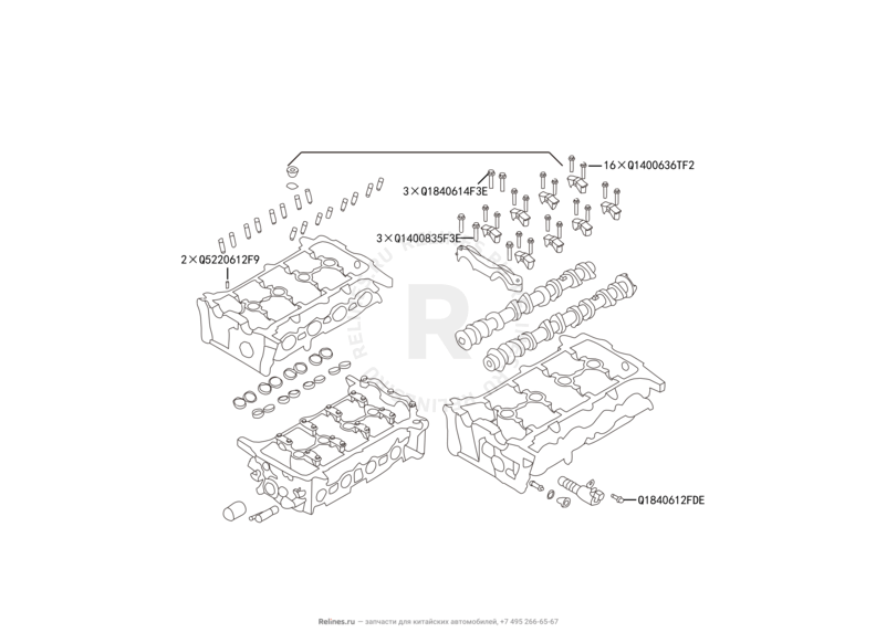 Запчасти Great Wall Hover M2 Поколение I (2010) 4x2, МКПП — Головка блока цилиндров (1) — схема