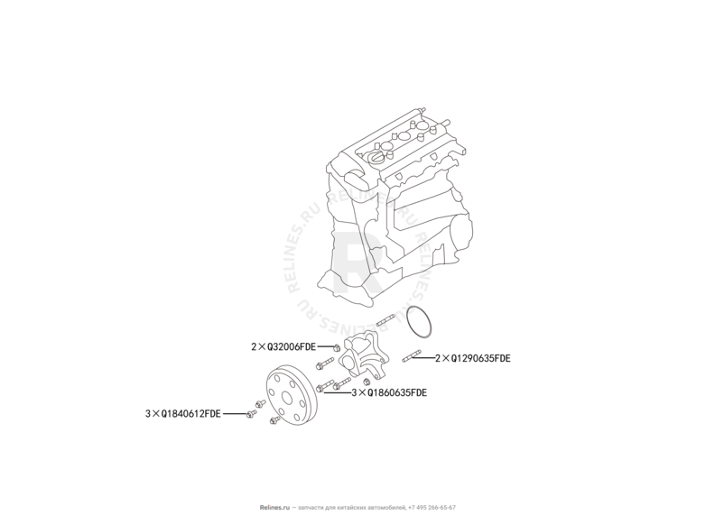 Запчасти Great Wall Hover M2 Поколение I (2010) 4x2, МКПП — Водяной насос (помпа) — схема