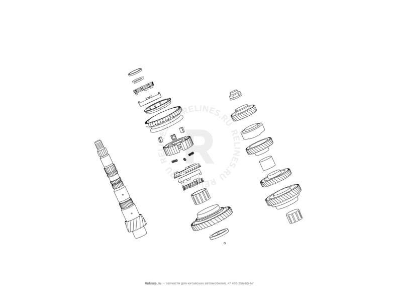 Запчасти Great Wall Hover M2 Поколение I (2010) 4x2, МКПП — Вторичный (выходной, ведомый) вал — схема