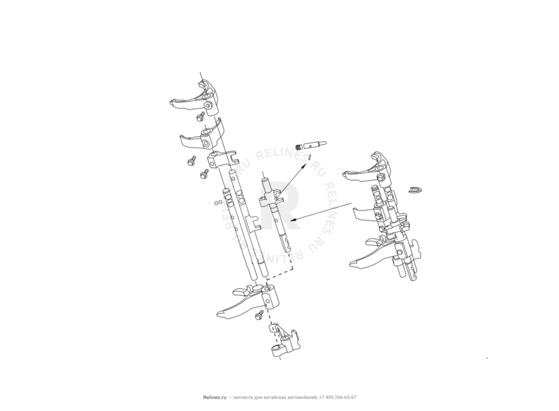 Вилки и штоки переключения передач Great Wall Hover M2 — схема