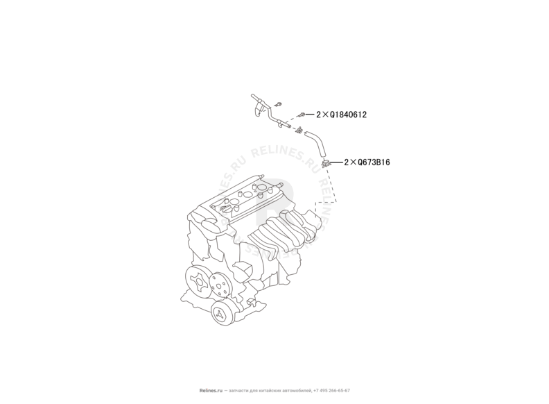 Трубка водяная двигателя Great Wall Florid — схема